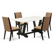 Pemberly Row 5-PC Wood Dining Set with Padded Light Sable Chairs