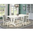 Pemberly Row 5-PC Wood Dining Set with Linen White Table and Chairs