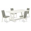 Pemberly Row 5-PC Wood Dining Set with Linen White Table and Chairs