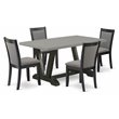 Pemberly Row 5-Piece Modern Dining Set Acacia Wood Cement Finish