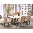 Pemberly Row 7-Piece Wood Dining Table Set in Jacobean Brown