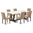 Pemberly Row 7-Piece Wood Dining Table Set in Jacobean Brown