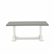 Pemberly Row Rectangular Dining Table with Cement Top and Linen White Legs