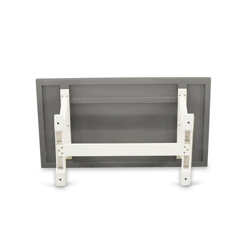 Pemberly Row Rectangular Dining Table with Cement Top and Linen White Legs