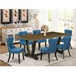 Pemberly Row 7-Piece Dining Set in Distressed Jacobean and Black