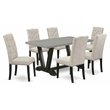 Pemberly Row 7-Piece Wood Dining Room Table Set in Doeskin Gray
