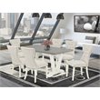 Pemberly Row 7-Piece Wood Dining Set in White/Doeskin & Cement Finish