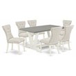 Pemberly Row 7-Piece Wood Dining Set in White/Doeskin & Cement Finish