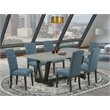 Pemberly Row 7-Piece Wood Dining Table Set in Black and Blue
