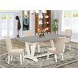 Pemberly Row 5-Piece Wood Dining Set in Linen White with Cream Seats