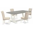 Pemberly Row 5-Piece Wood Dining Set in Linen White with Cream Seats