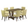 Pemberly Row 7-Piece Dining Set with Limelight Upholstered Seats in Brown