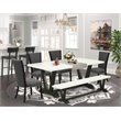 Pemberly Row 6-Piece Wood Dining Set with Fabric Chairs in Gray