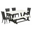 Pemberly Row 6-Piece Wood Dining Set with Fabric Chairs in Gray