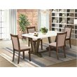 Pemberly Row 5-Piece Acacia Wood Dining Set in Khaki Gray and Jacobean