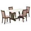 Pemberly Row 5-Piece Acacia Wood Dining Set in Khaki Gray and Jacobean