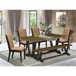 Pemberly Row 6-Piece Wood Dining Set with Cushion Seat in Black