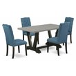 Pemberly Row 5-Piece Dining Set with Mineral Linen Parson Chairs