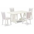 Pemberly Row 5-Piece Asian Wood Dining Set in Linen White and Cream