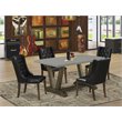 Pemberly Row 5-Piece Wood Dining Set with PU Leather Seats in Multi-Color