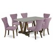 Pemberly Row 7-Piece Wood Dining Table Set with Linen Fabric Seats