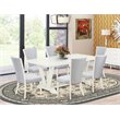 Pemberly Row 7-Piece Rubber Wood Dining Set in Linen White and Gray