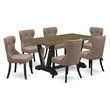 Pemberly Row 7-Piece Wood Dining Table Set with Upholstered Chairs