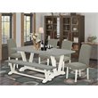 Pemberly Row 6-Piece Wood Dining Set in Linen White and Dark Shitake