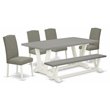Pemberly Row 6-Piece Wood Dining Set in Linen White and Dark Shitake