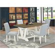 Pemberly Row 5-Piece Wood Dining Set with Distressed Jacobean Table