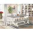 Pemberly Row 6-Piece Wood Kitchen Set in White and Cement with Bench