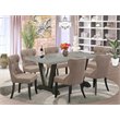 Pemberly Row 7-Piece Wood Dining Table Set in Black and Coffee Fabric