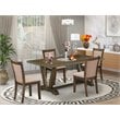 Pemberly Row 5-Piece Wood Dining Set in Dark Khaki Gray and Jacobean