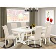 Pemberly Row 7-Piece Dining Set with Linen Chairs in White & Dark Shitake