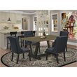 Pemberly Row 5-Piece Kitchen Set with Button Tufted Chairs in Black