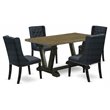 Pemberly Row 5-Piece Kitchen Set with Button Tufted Chairs in Black