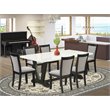 Pemberly Row 7-Piece Wood Dining Set in Linen White/Shitake Gray & Black