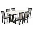 Pemberly Row 7-Piece Wood Dining Set in Linen White/Shitake Gray & Black