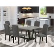 Pemberly Row 7-Piece Wood Dining Room Set in Dark Gotham Gray