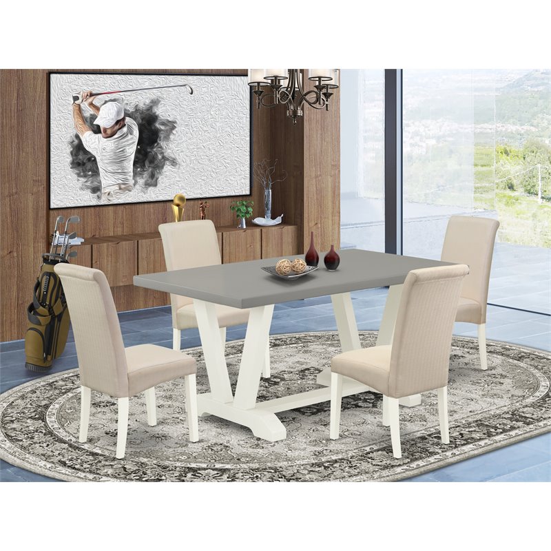 Pemberly Row 5-Piece Dining Table Set with High Roll Back Chairs