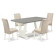 Pemberly Row 5-Piece Dining Table Set with High Roll Back Chairs