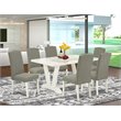 Pemberly Row 7-Piece Dining Set in Linen White and Dark Shitake
