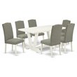 Pemberly Row 7-Piece Dining Set in Linen White and Dark Shitake