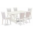 Pemberly Row 7-Piece Rubber Wood Dining Set in White and Cream