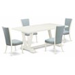 Pemberly Row 5-Piece Wood Dining Set with Linen Seats in Linen White