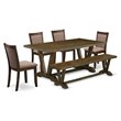 Pemberly Row 6-Piece Wood Dining Set in Coffee and Distressed Jacobean