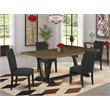 Pemberly Row 5-Piece Wood Dining Set with Parson Chairs in Black Linen