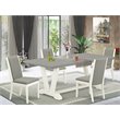Pemberly Row 5-Pc White Dining Set with Shitake Linen Padded Chairs