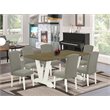 Pemberly Row 7-Piece Wood Dining Table Set in Linen White and Dark Shitake