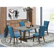 Pemberly Row 5-Piece Wood Kitchen Table Set with Parson Chairs in Brown